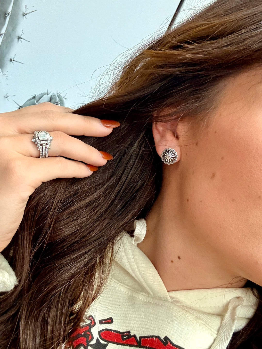 Floral Dainty Concho Stud Earrings