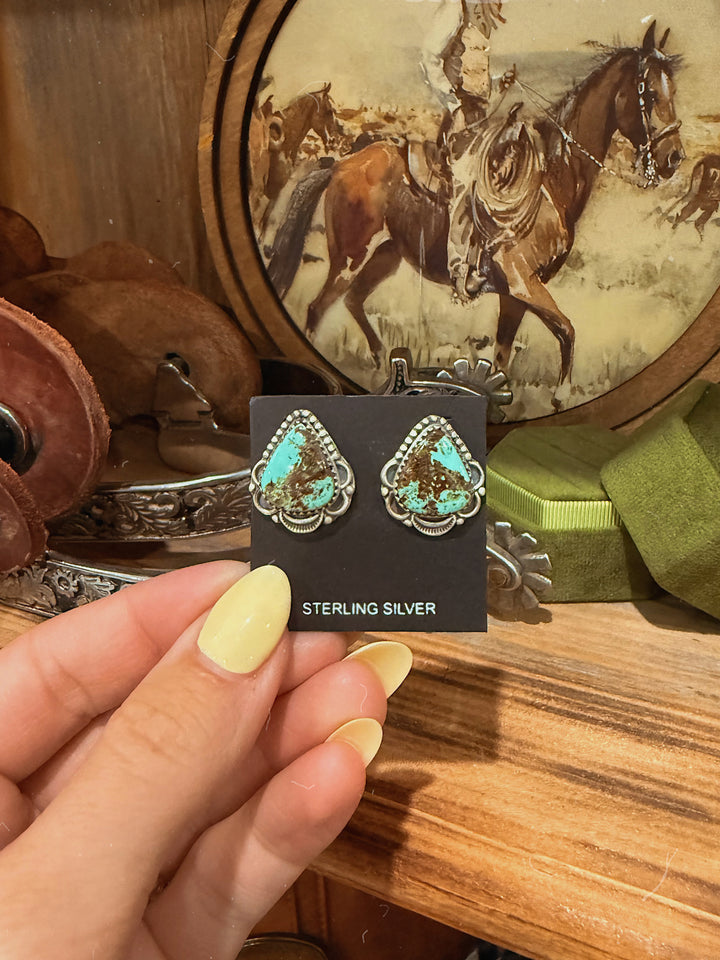 Number 8 Turquoise Teardrop Earrings