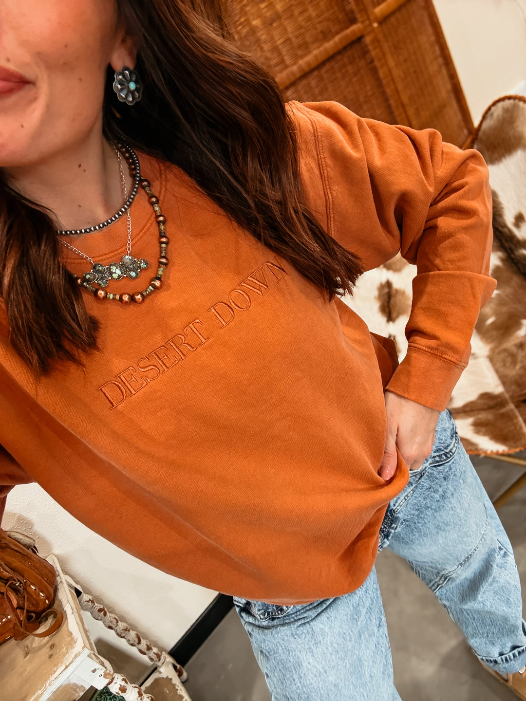 Desert Down Comfort Colors Sweatshirt: Rusted
