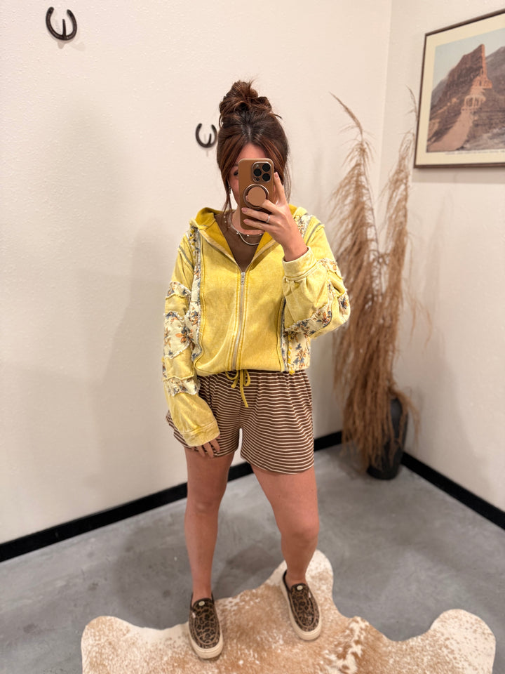 POL: Faye in Floral Zip Hoodie