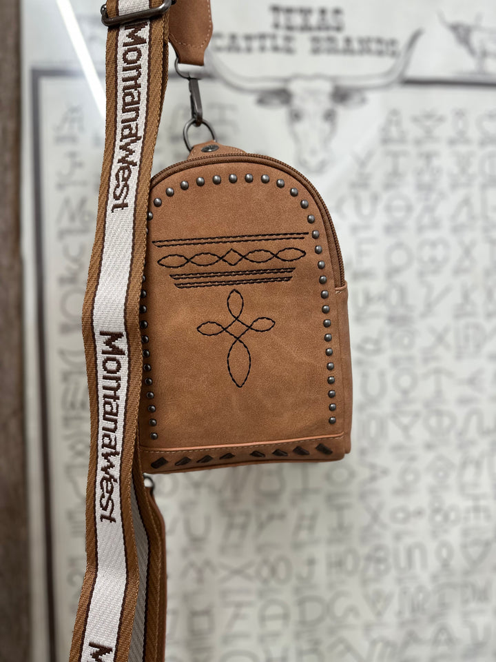 Montana Boot Stitch Sling Bag: Chestnut