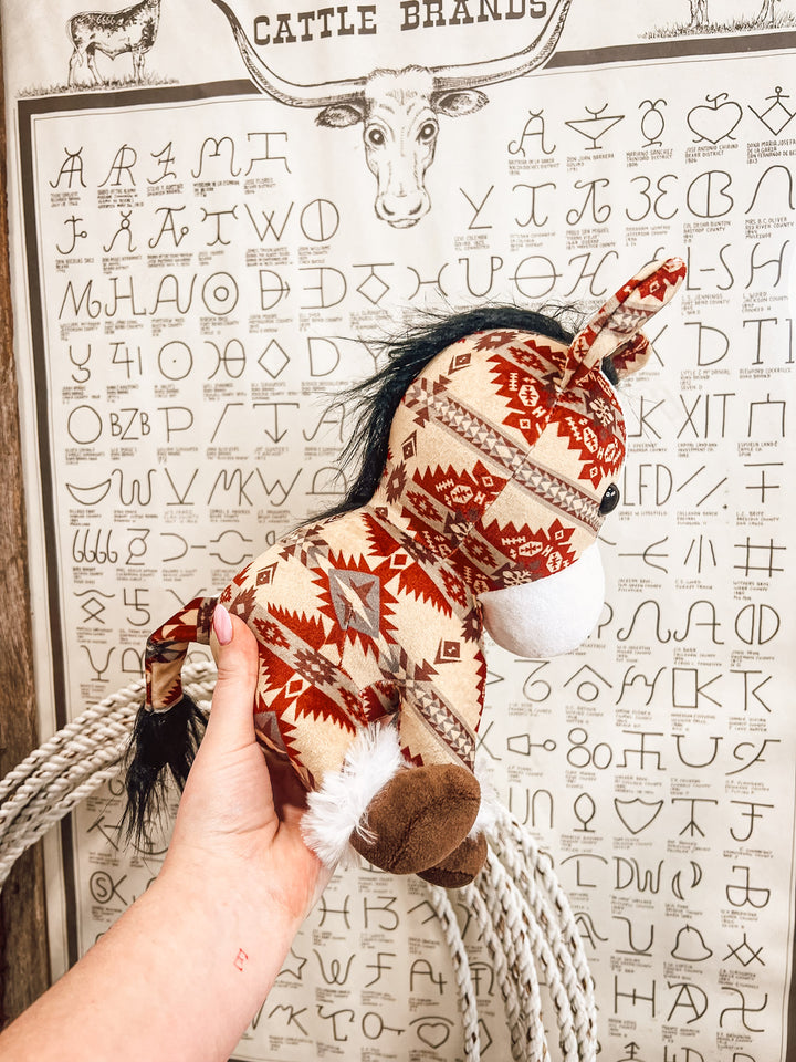 Small Horse Stuffy: Red Aztec