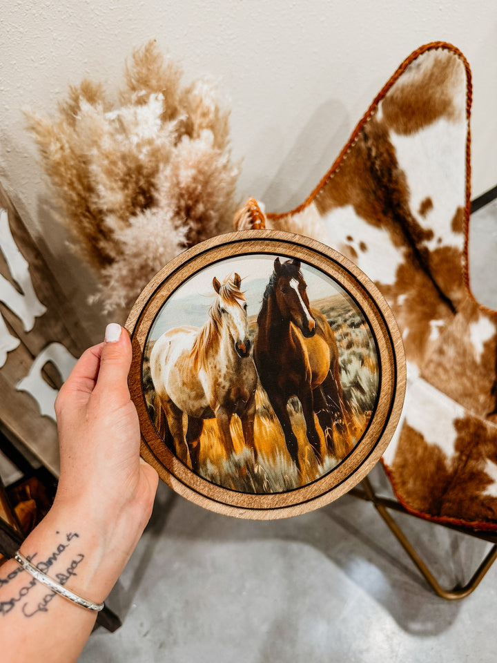 Sun Glazed Horses Circle Art