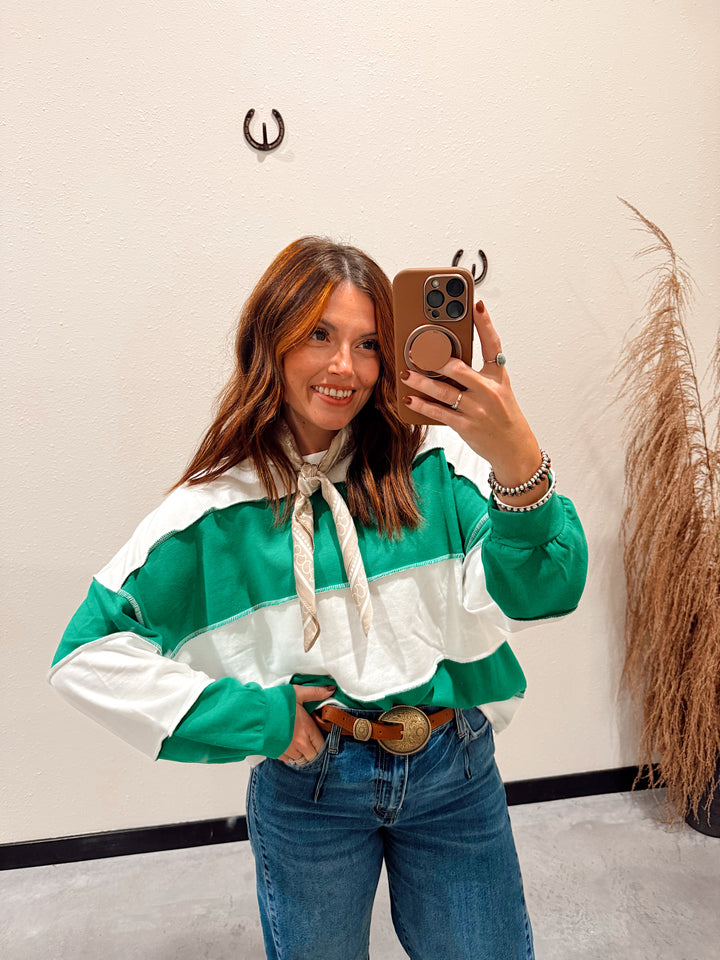 Kelly Green Varsity Pullover