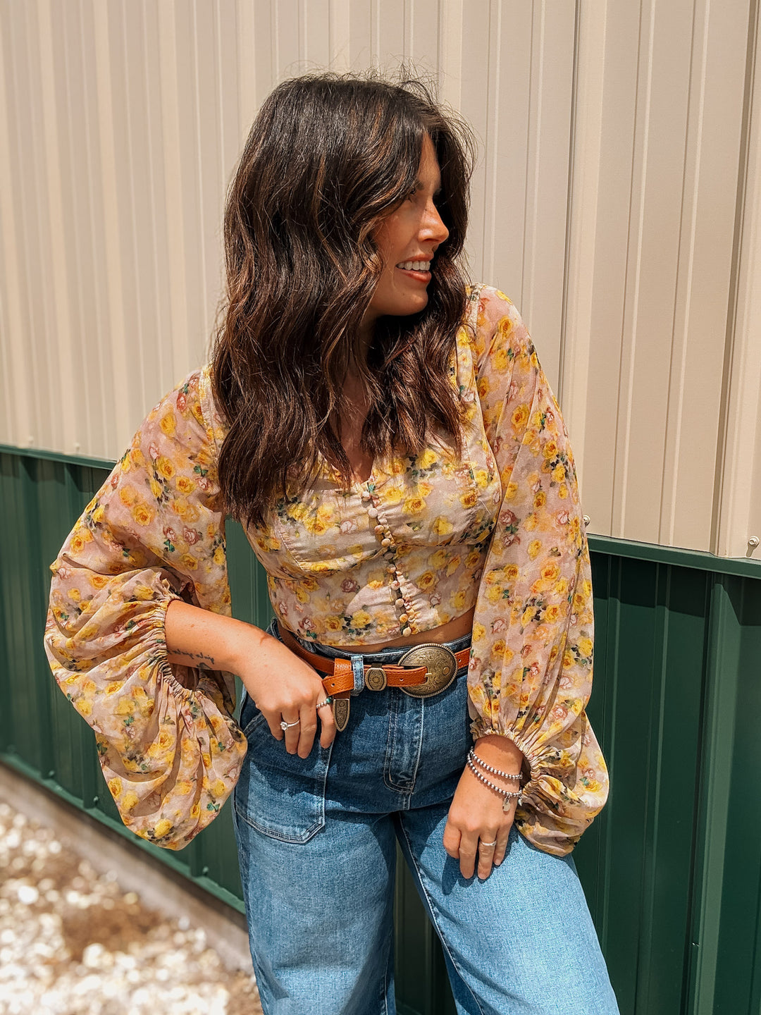 Lola Floral Balloon Sleeve Top
