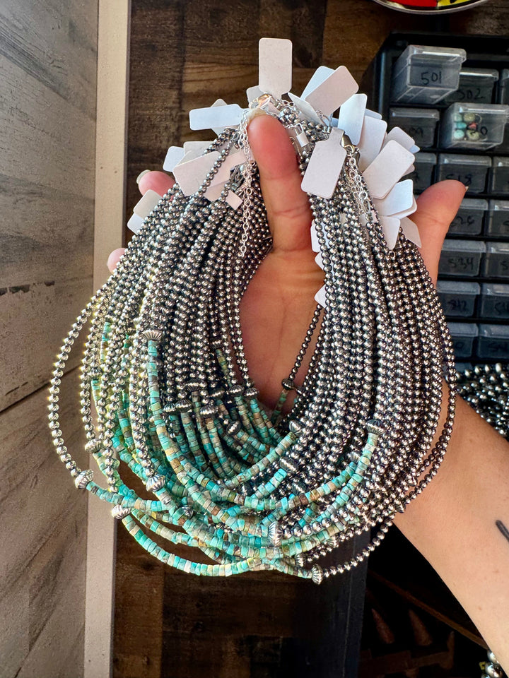 Blue-Green Turquoise Heishi Choker – 14"