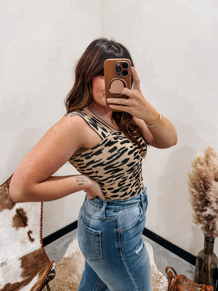 Leopard Ribbed Seamless Top