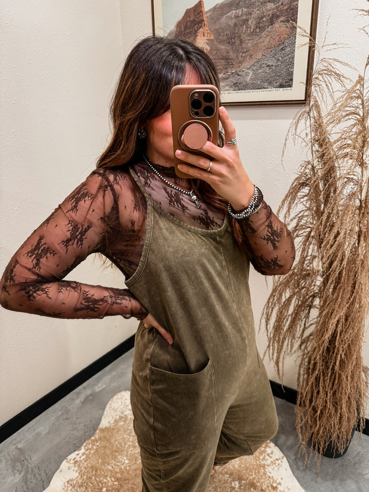 Mineral Wash Overall: Dark Olive