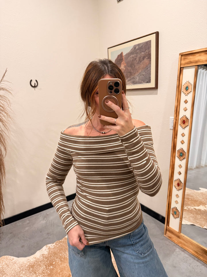 Stripes Off Shoulder Top