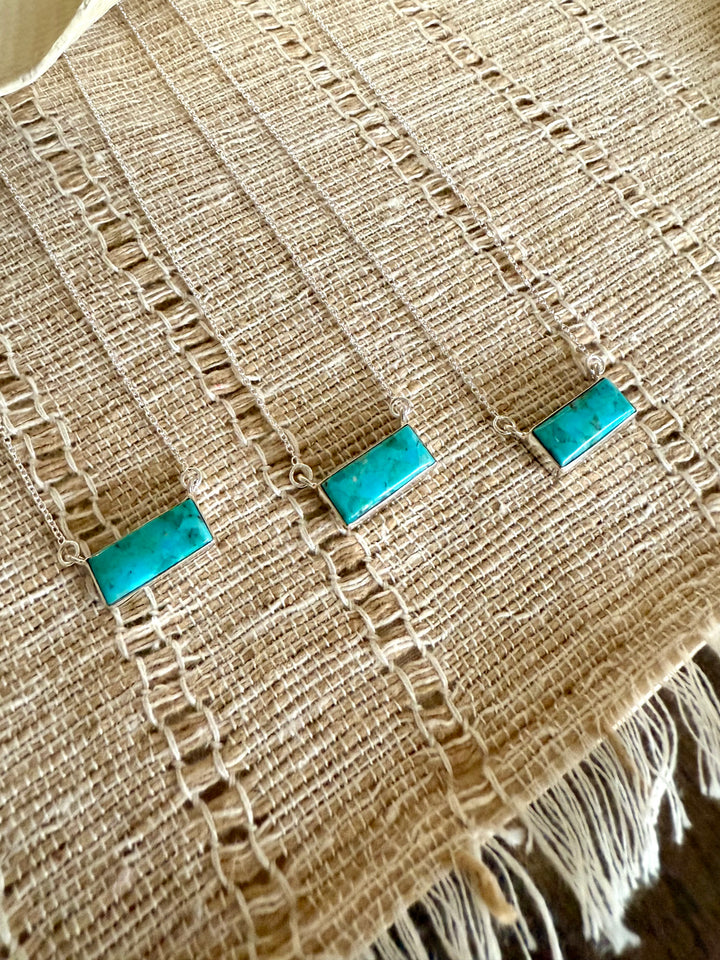 Dainty Kingman Turquoise Bar Necklace