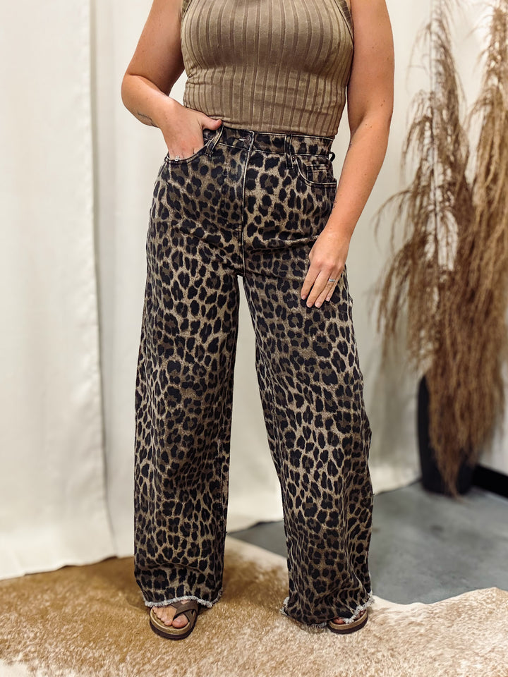 Saige: Cheetah Girl Wide Leg Jean