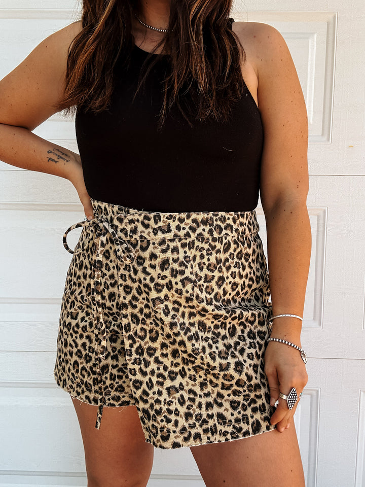 Leopard Twill Skort