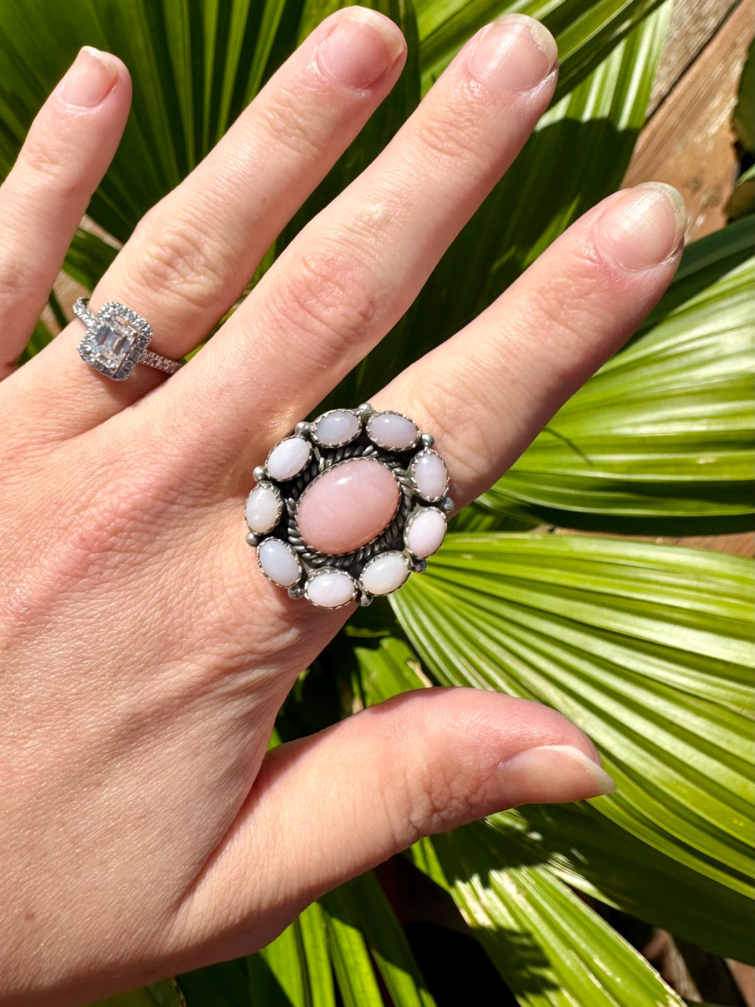 HaDa: Pink Opal Cluster Ring