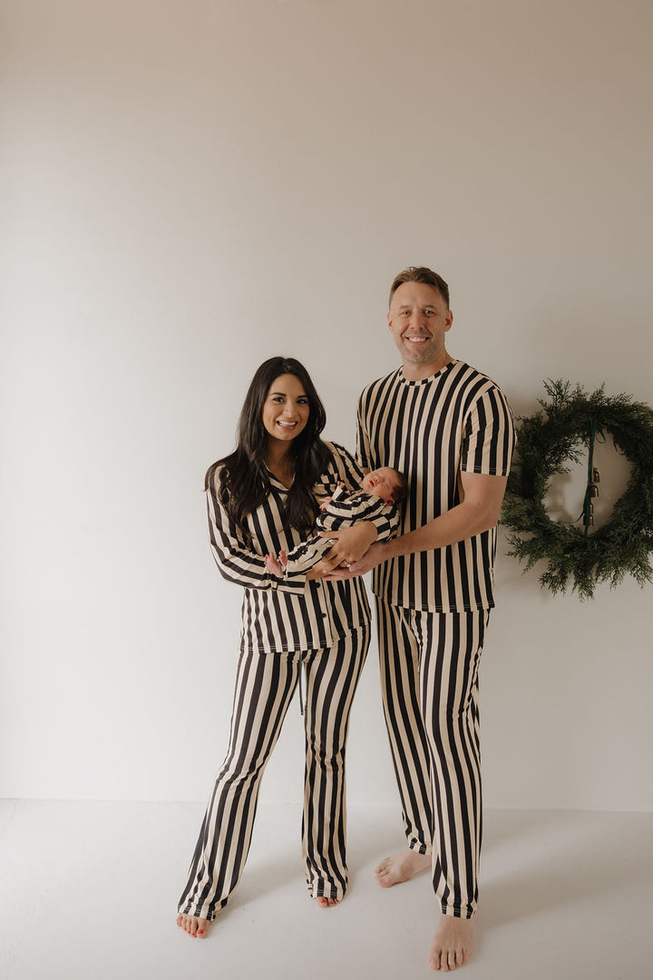 Women's Bamboo Button Up Lounge Set | Midnight Stripe