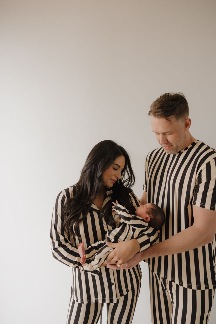 Women's Bamboo Button Up Lounge Set | Midnight Stripe