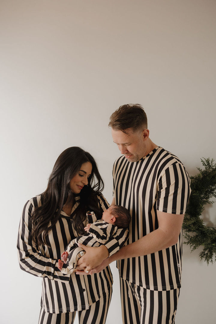 Women's Bamboo Button Up Lounge Set | Midnight Stripe