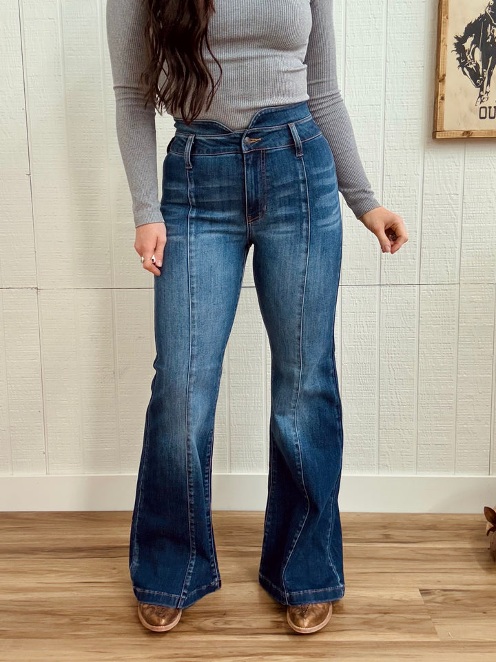 Cello: Double Barrel Flare Jeans