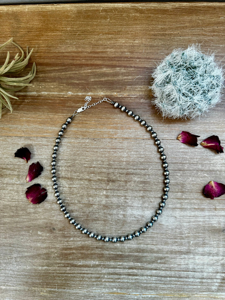 14" 6mm & 3mm Sterling Silver Pearl Choker