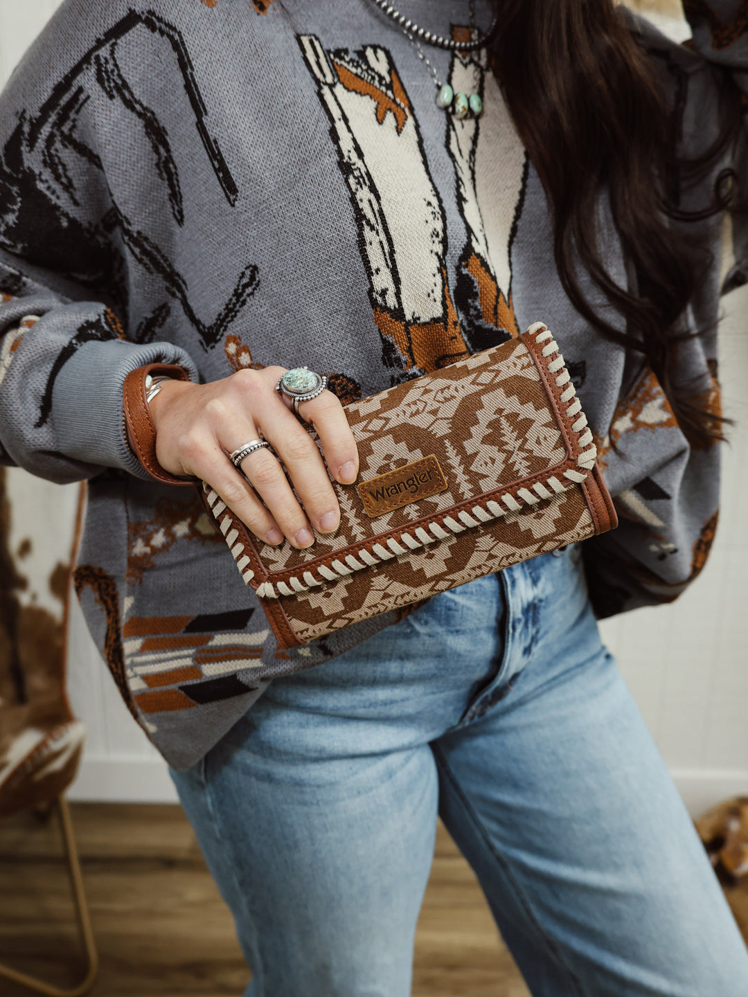 Southwestern Wrangler Wallet Shoulder Bag