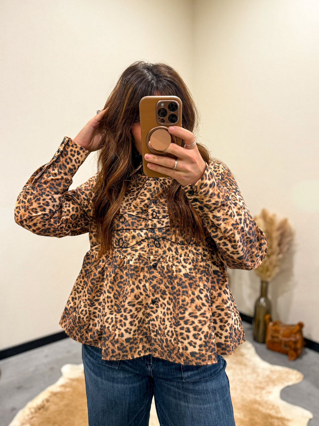 Loopty Leopard Snap Up Top