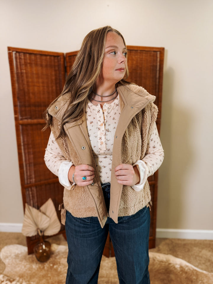 Cozy Sherpa Vest: Beige