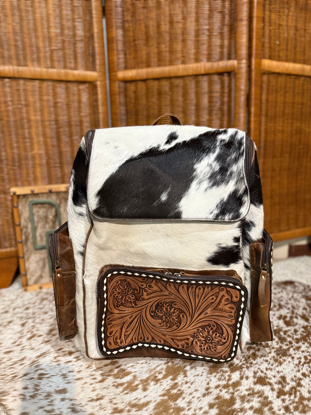 cowskin leather backpack Evangeline Cowhide Backpack #54