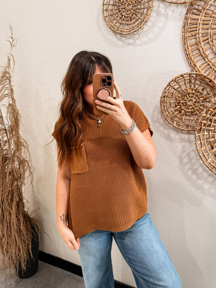 Sedona Knit Vest: Deep Camel