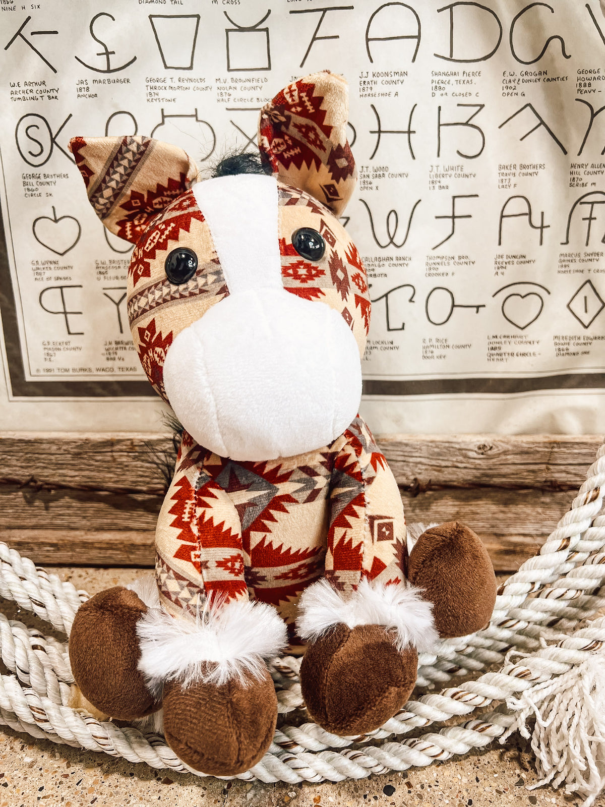 Small Horse Stuffy: Red Aztec