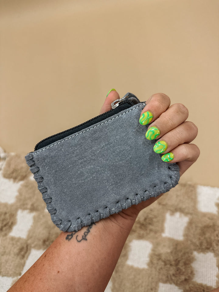 Boot Stitch Coin Purse: Grey