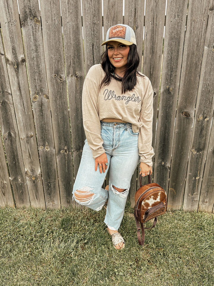 HOWDY Tooled Hat: Denim/Mustard