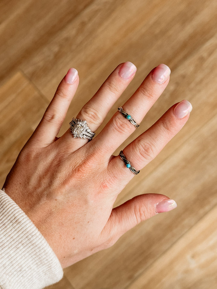 Silver Rope & Turquoise Ring