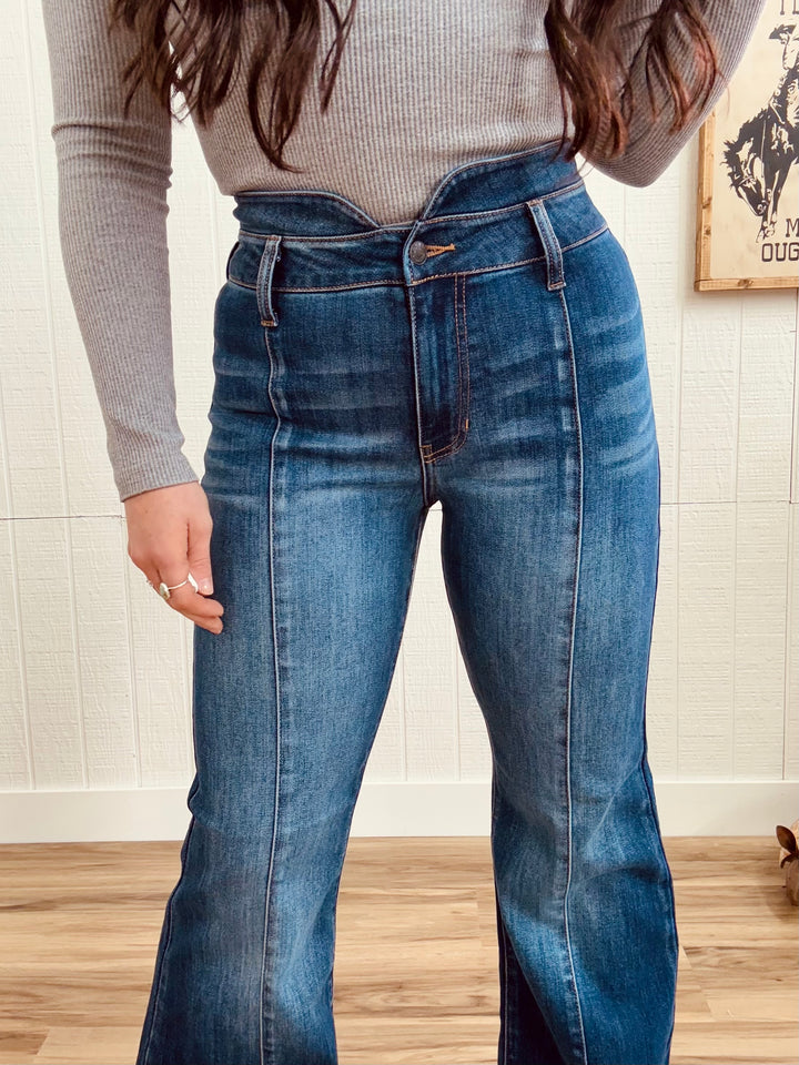 Cello: Double Barrel Flare Jeans