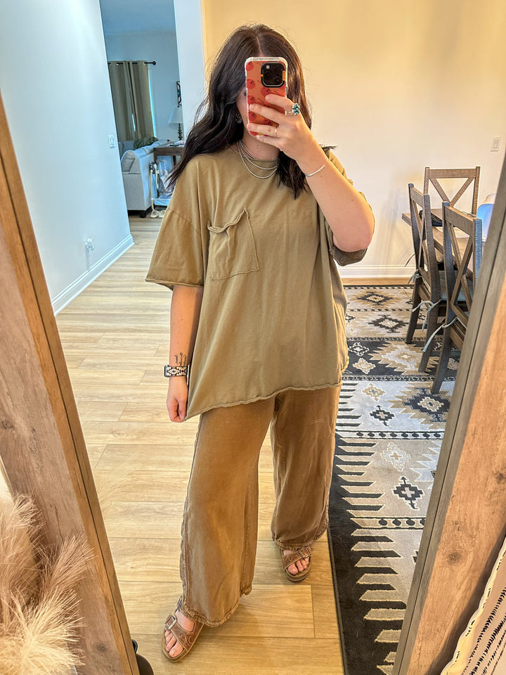 Homebody Oversized Tee: Khaki