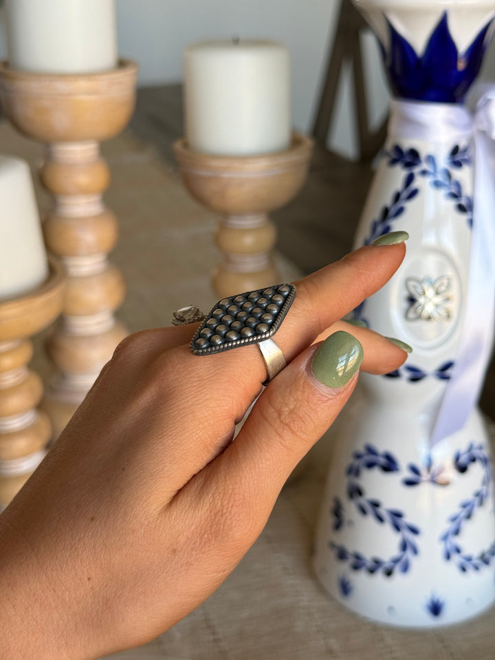 Adjustable Diamond Beaded Ring