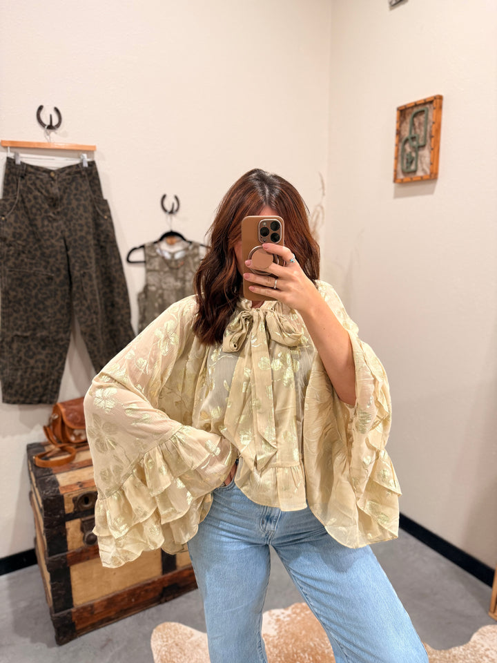 Saguaro Chiffon Top: Golden