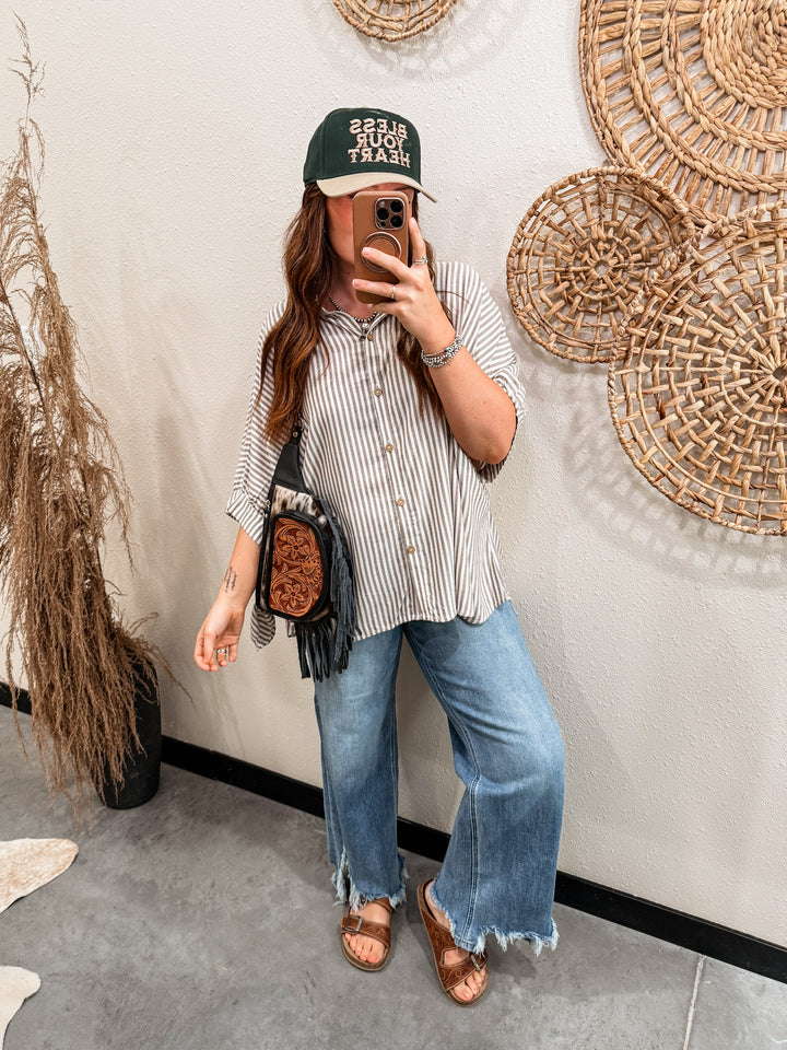 Blaire Striped Button Up Blouse