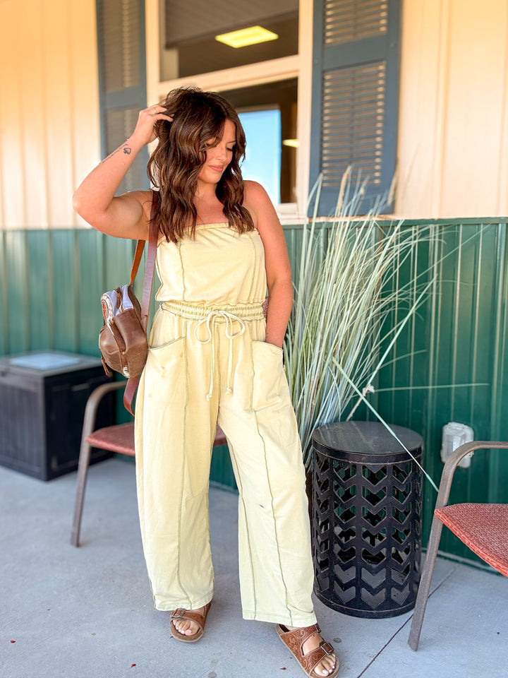 Twisted Lime Barrel Jumpsuit