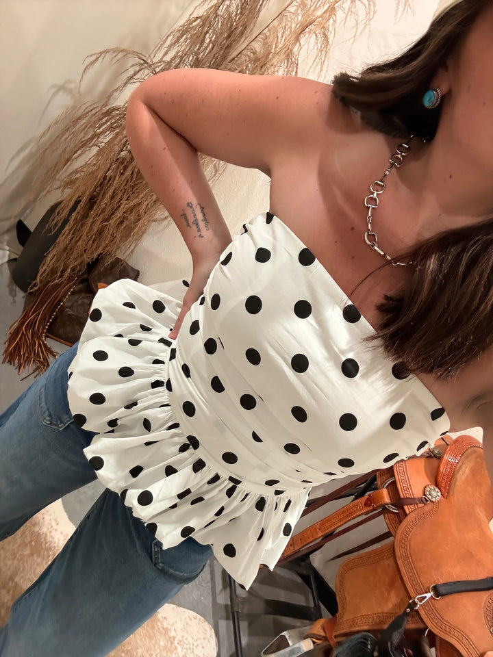 Polka Dot Peplum Top