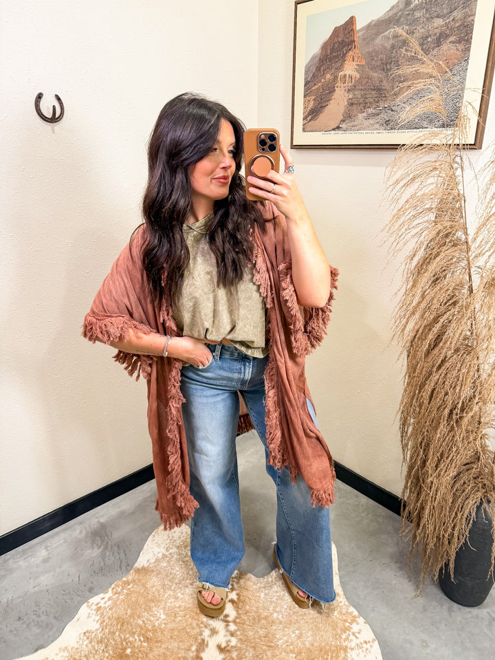 Sun-Bleached Fringe Kimono