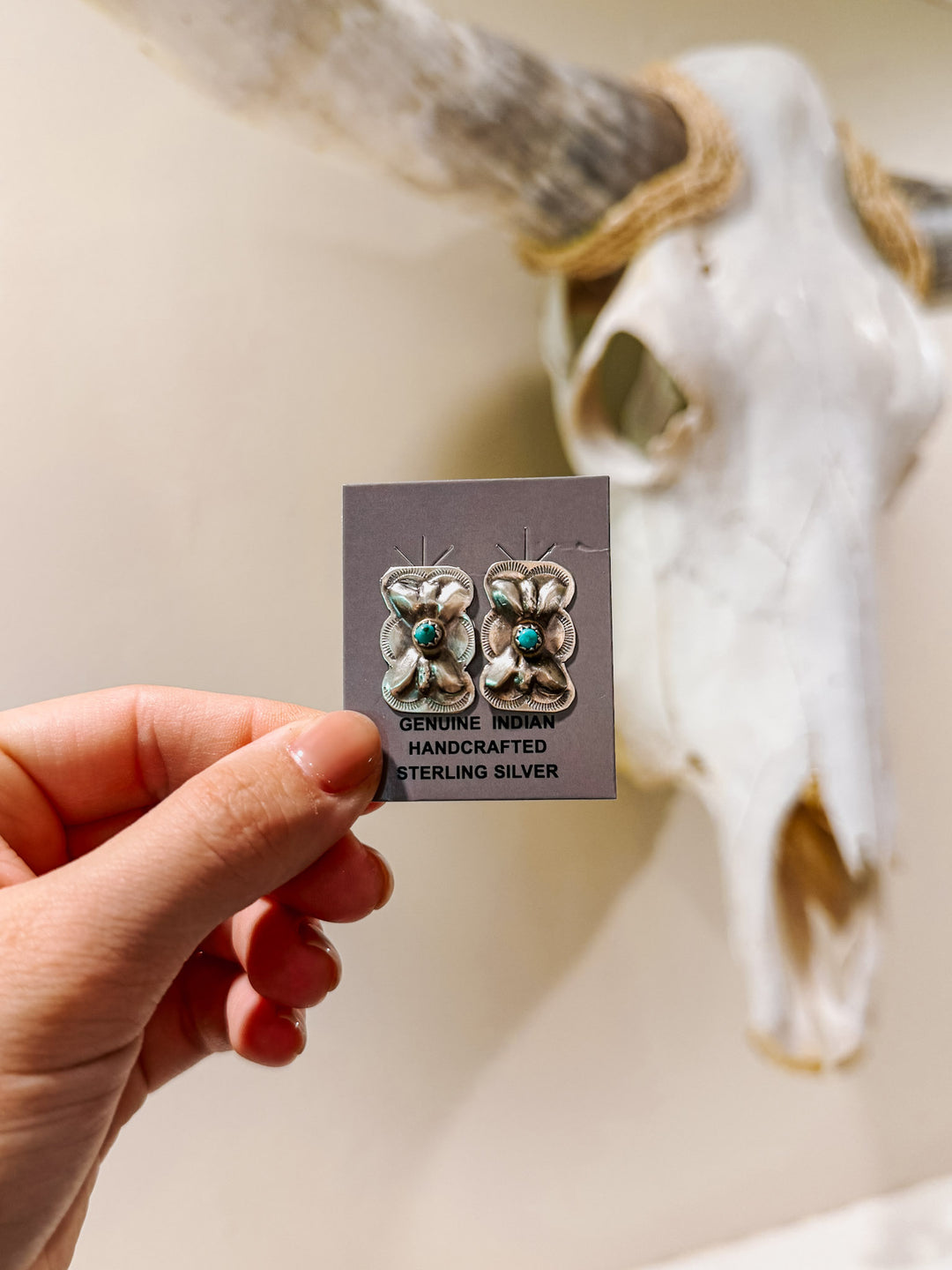 Turquoise & Silver Bow Concho Earrings