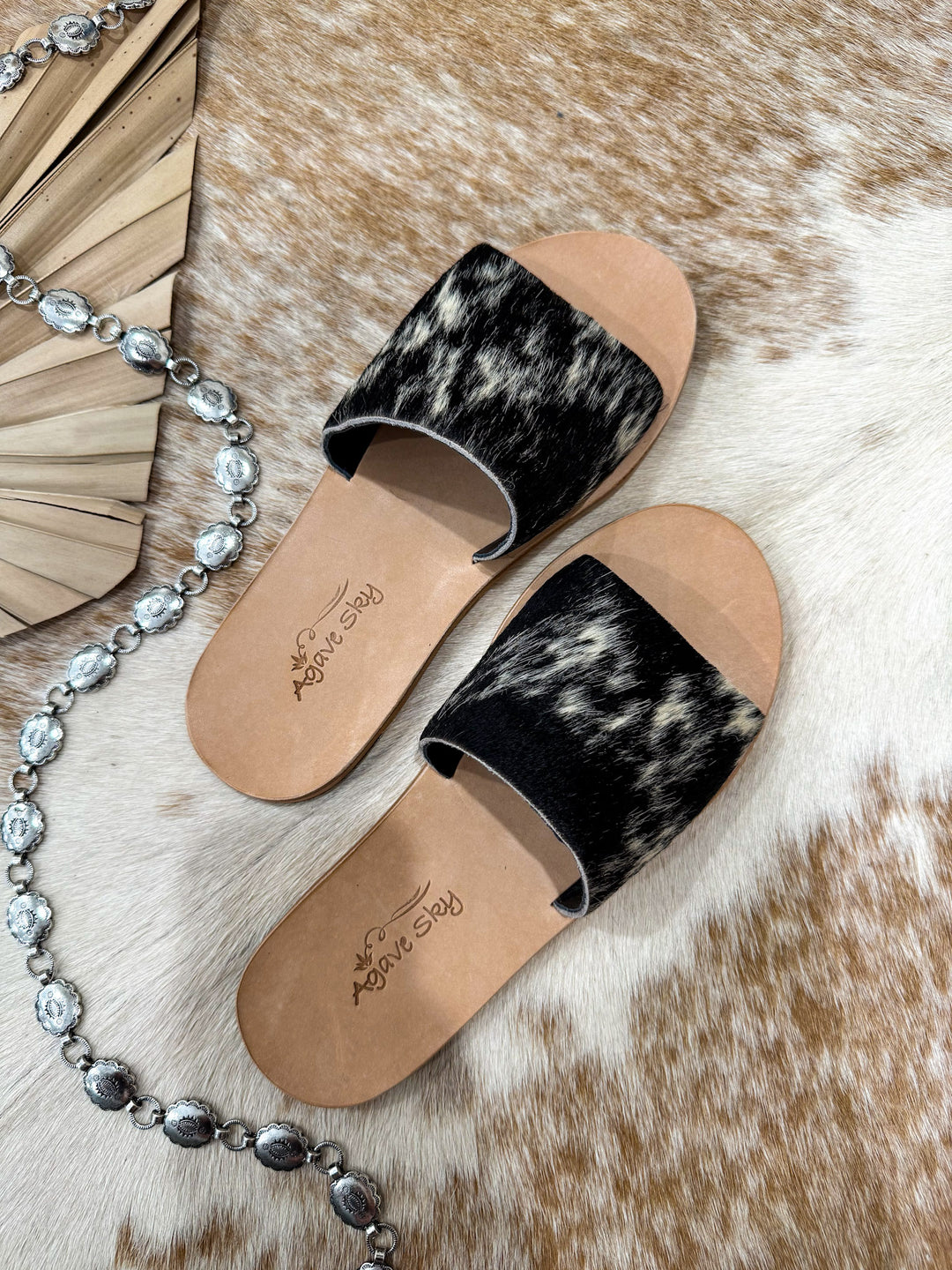 Agave Sky Cowhide Slide Sandal