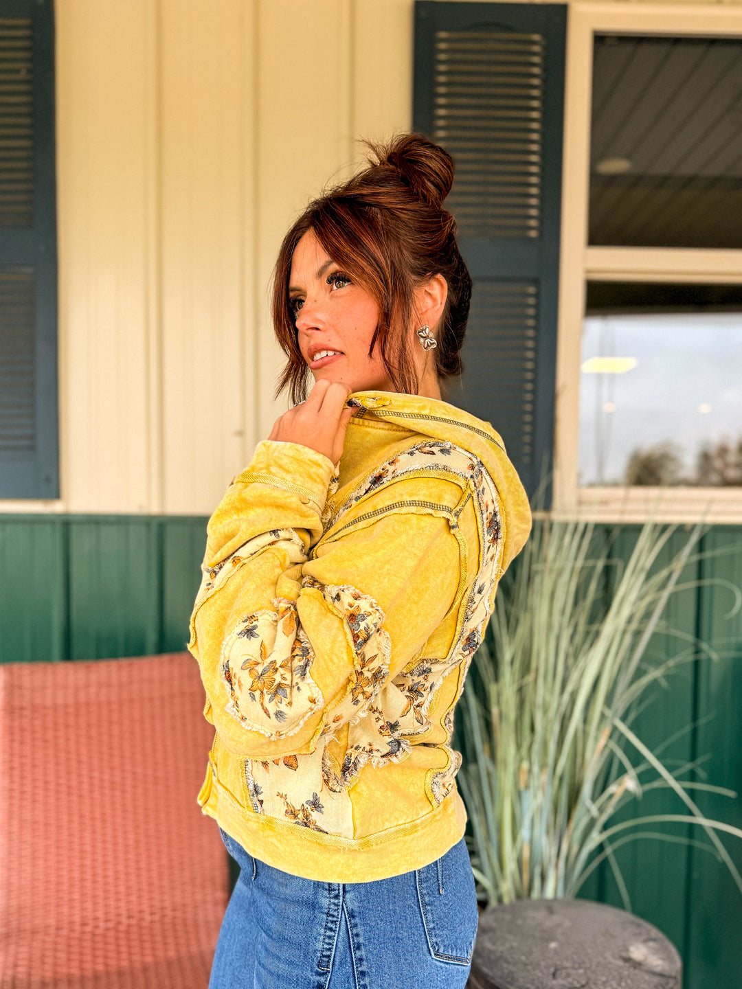 POL: Faye in Floral Zip Hoodie