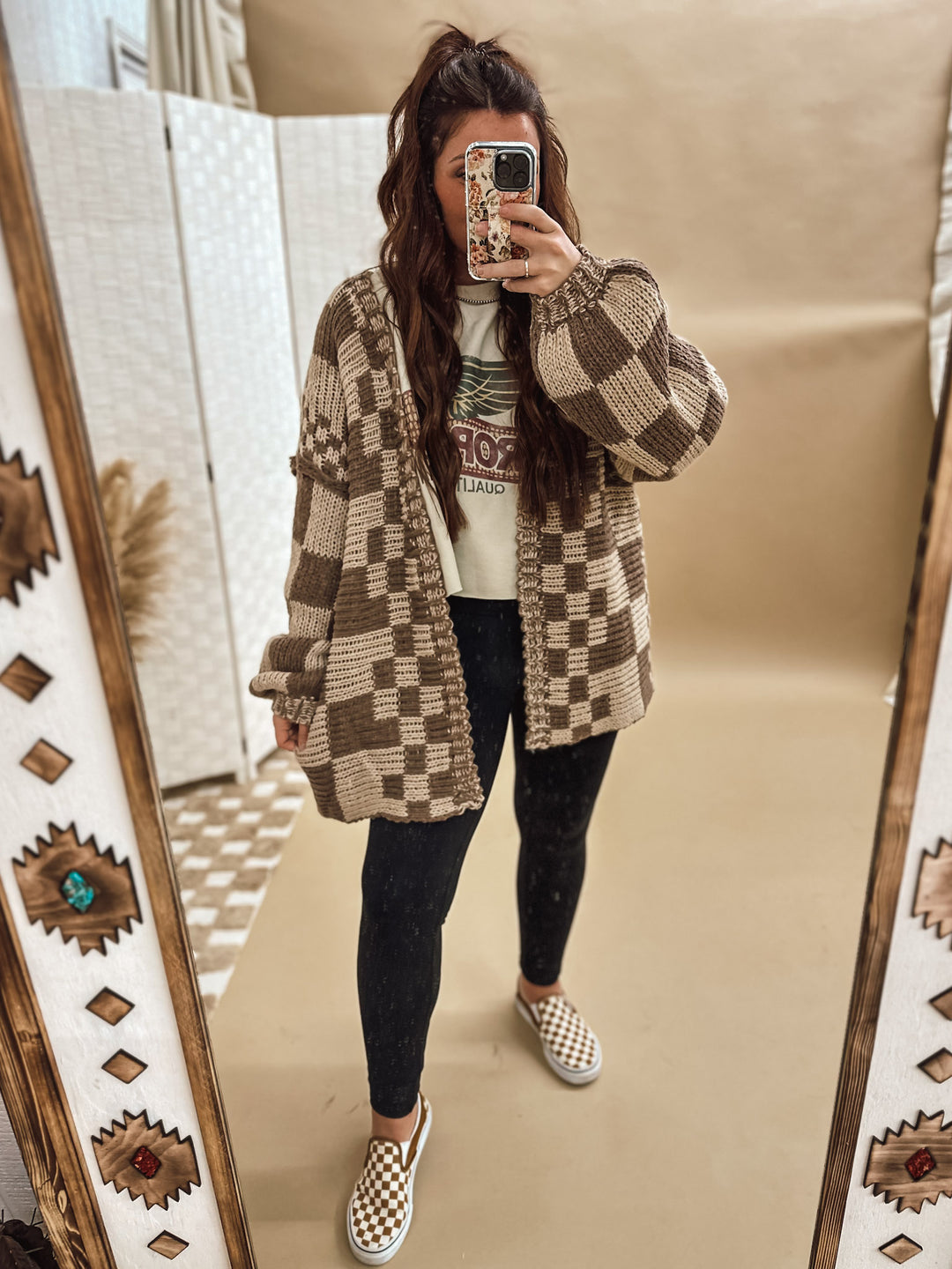 Check Mate Cardigan: Mocha