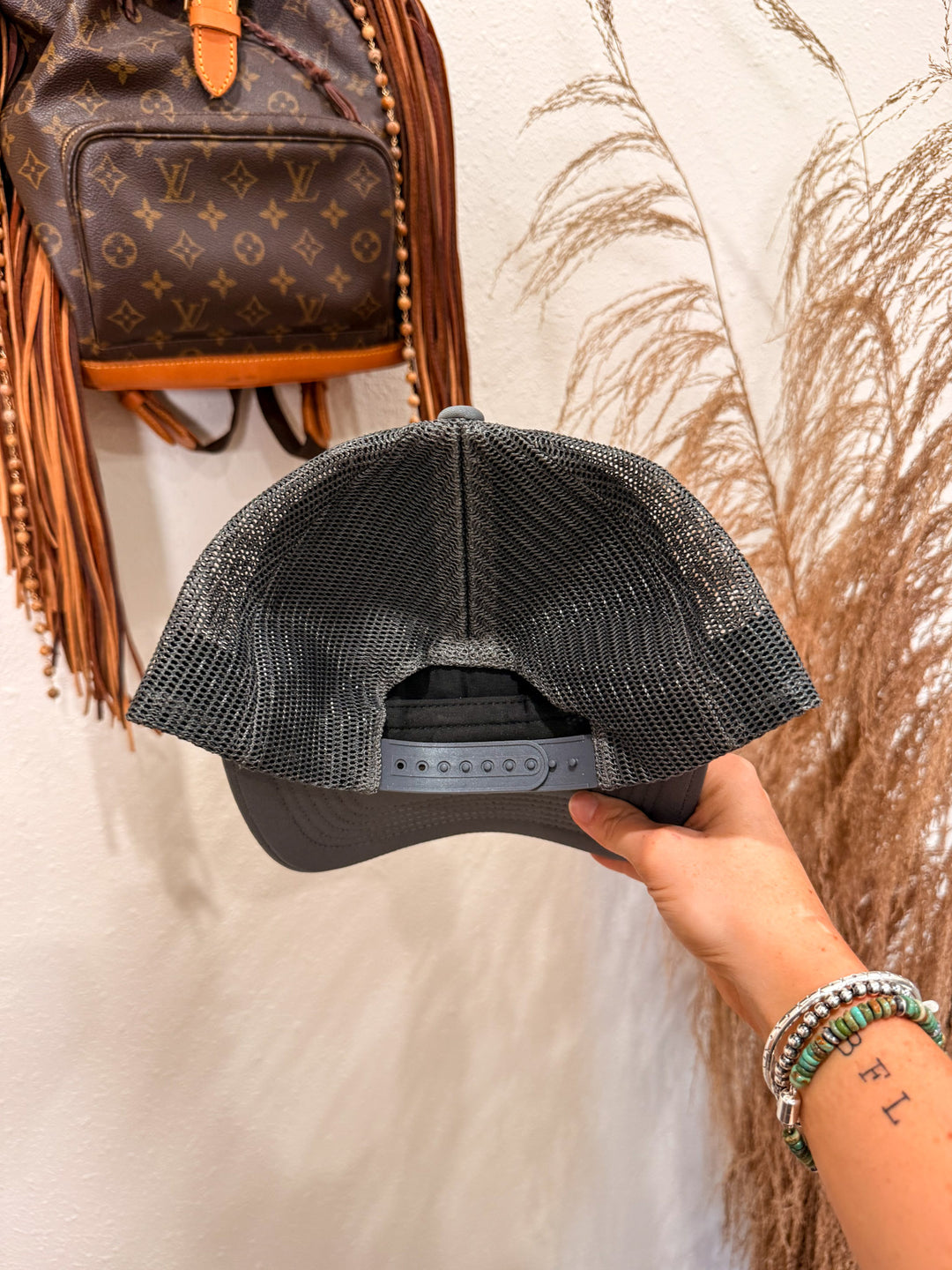 Copper Bit Trucker Hat: Grey