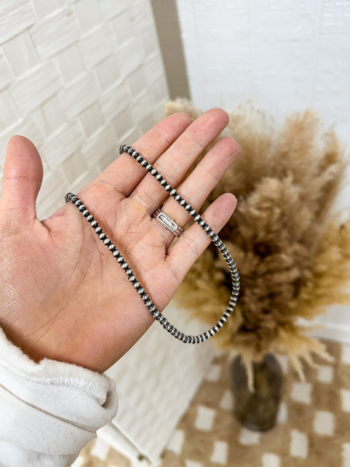 4mm 16" Navajo Pearl Necklace Hand Strung