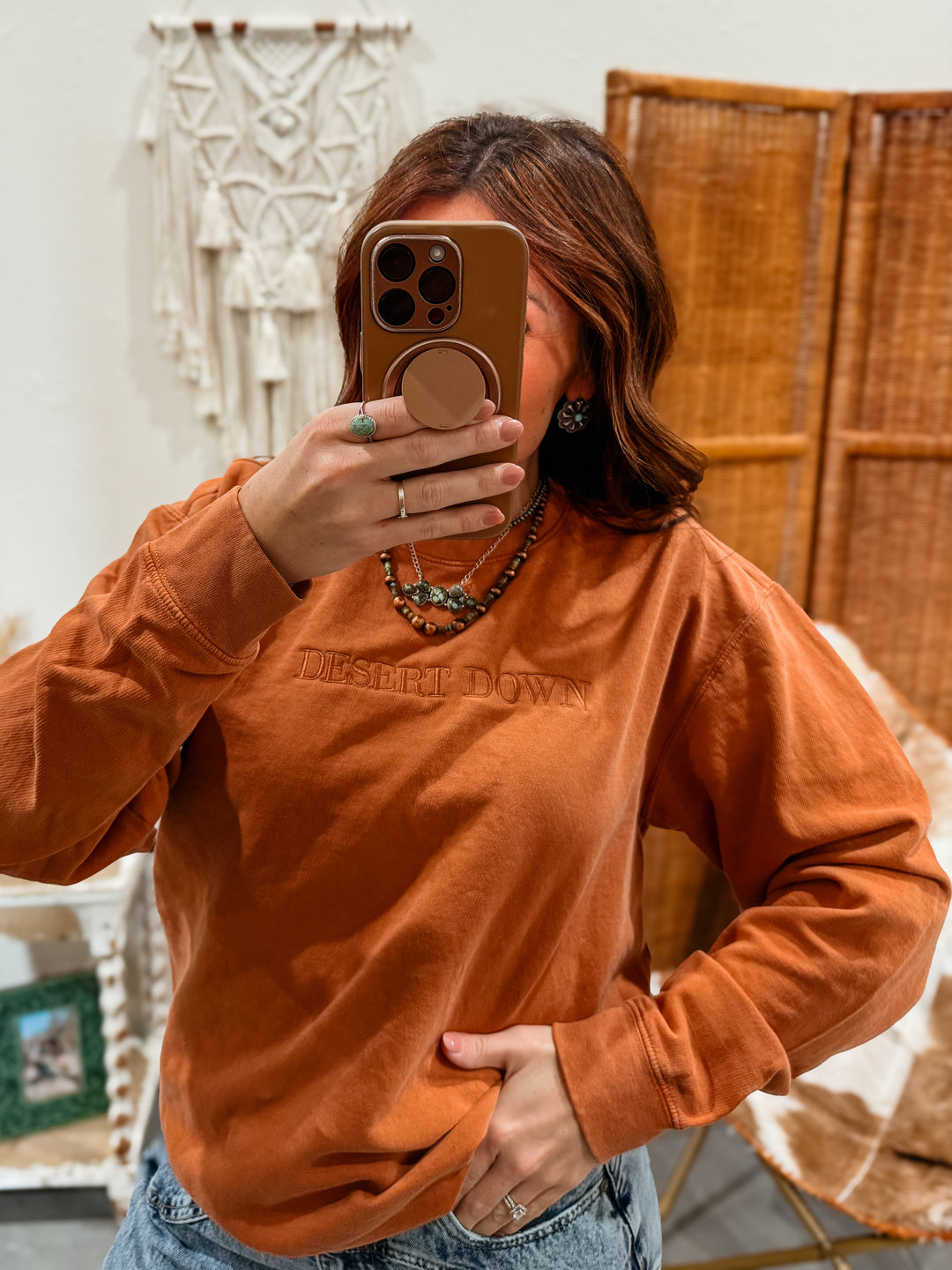 Desert Down Comfort Colors Sweatshirt: Rusted