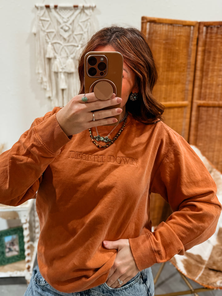 Desert Down Comfort Colors Sweatshirt: Rusted