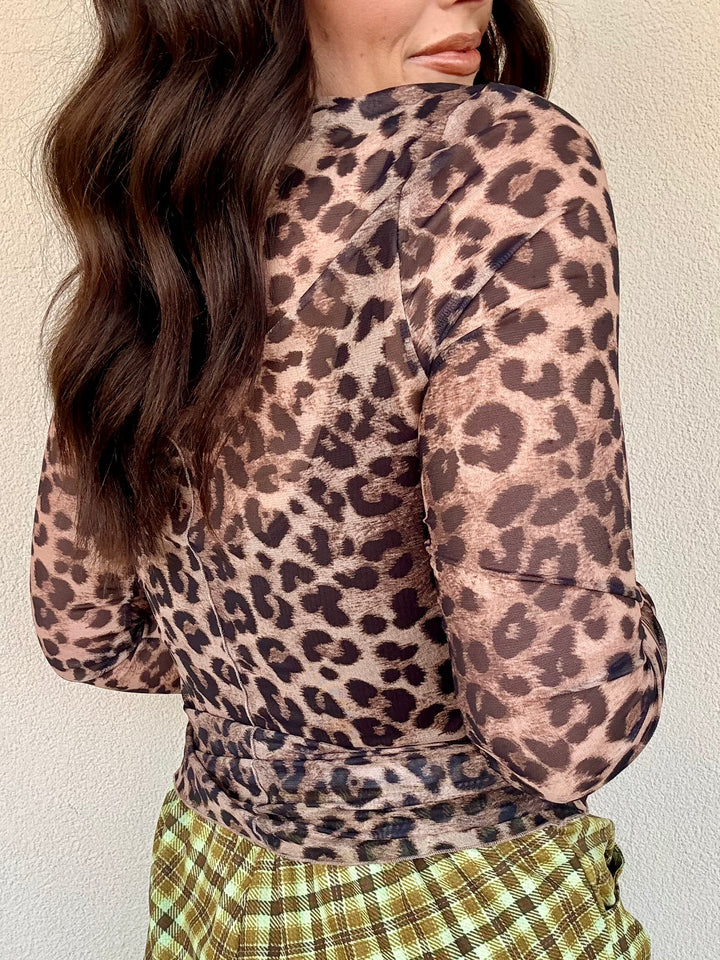 Cheetah Mesh Top