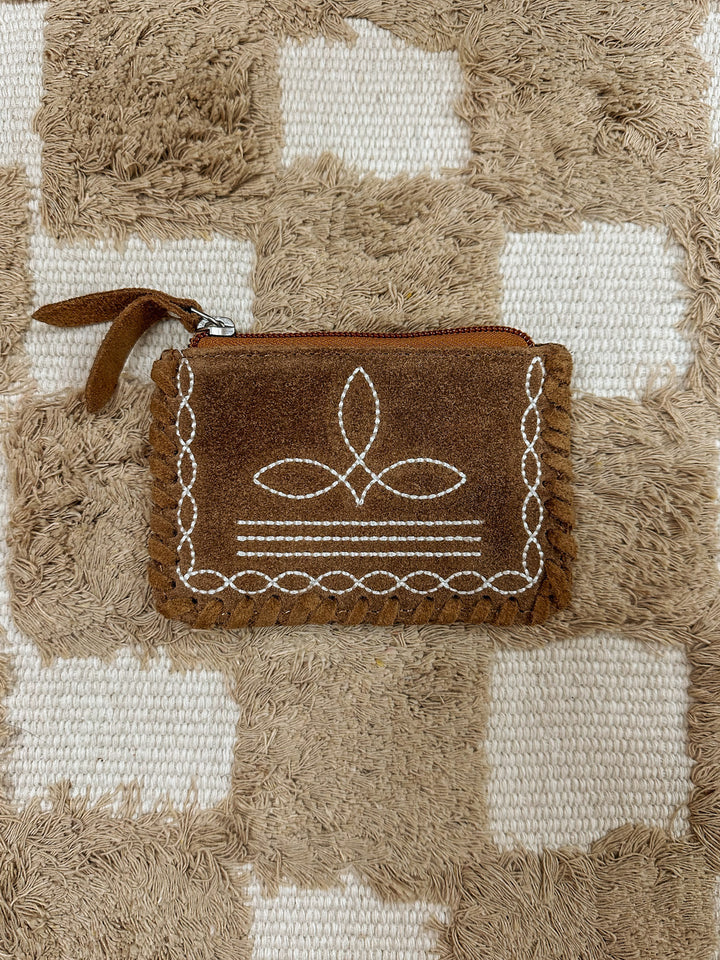 Boot Stitch Coin Purse: Brown