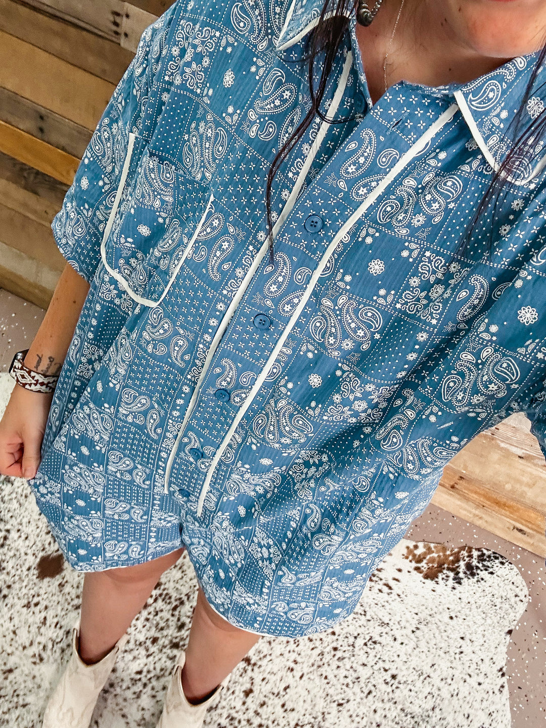 Paisley in Blue Romper